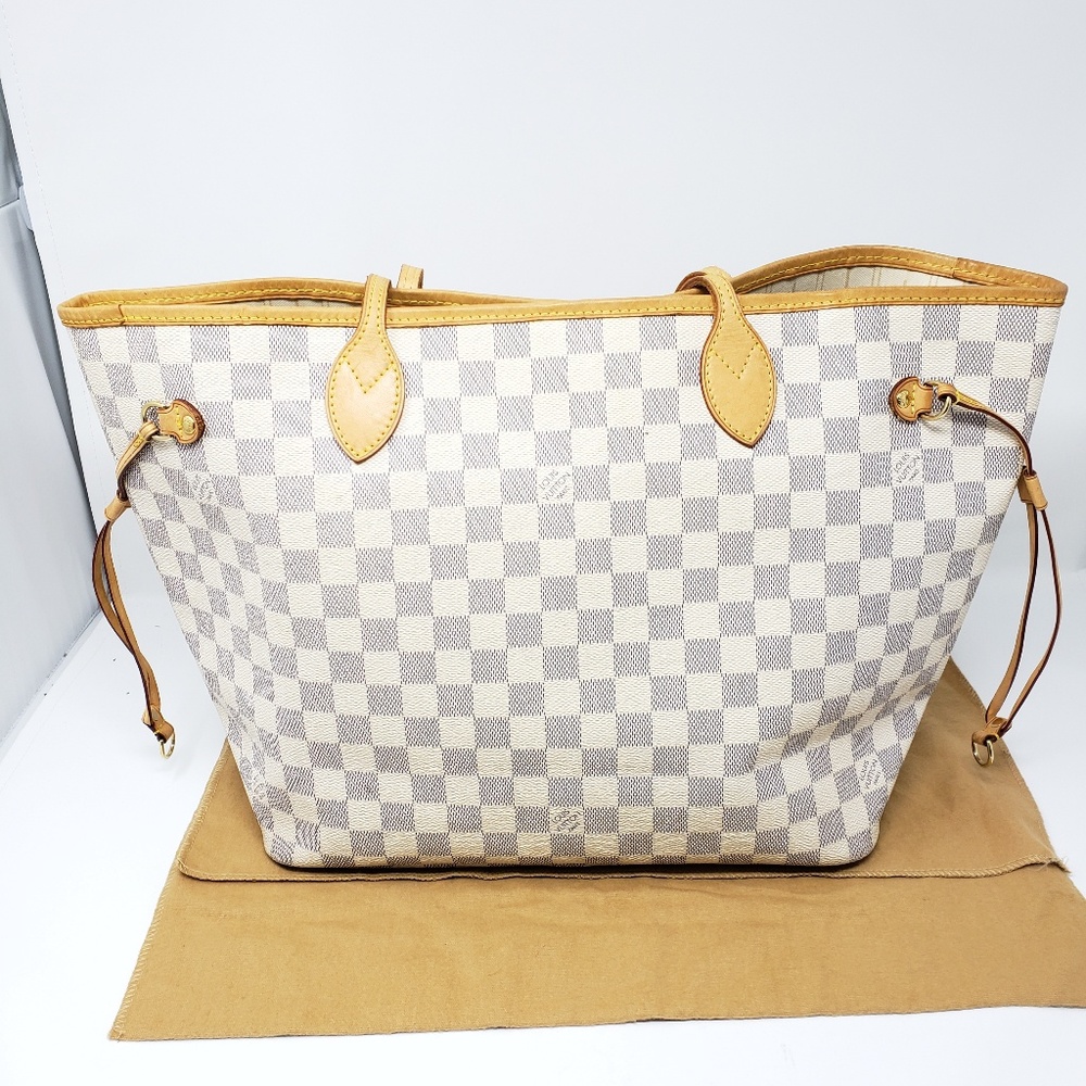 100% Auth Louis Vuitton Neverfull MM Damier Azur - Picture 2 of 8